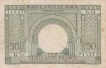 Morocco 50 Francs Gateway - 02-12-1949 - VF - Serial G.13 - P.44
