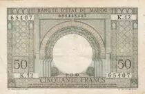 Morocco 50 Francs Gateway - 02-12-1949 - VF - Serial K.12-65407 - P.44