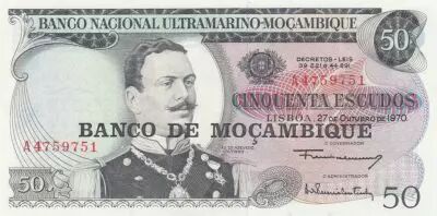 Mozambique 50 Escudos Joao de Azevedo Coutinho - S�rie A - 1976