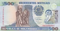 Mozambique 500 Meticais - African art - Serial AW - 1991
