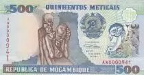 Mozambique 500 Meticais - Statue art africain - S&eacute;rie AW - 1991