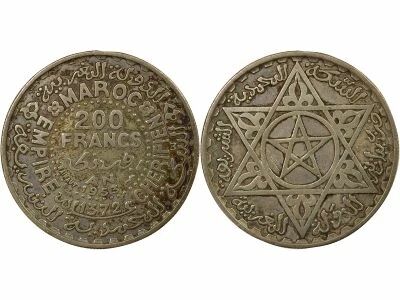 Muhammad V - 200 Silver Francs - 1953 Paris
