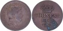 Naples and Sicily 2 Tornesi Ferdinand II - 1843 - VF - KM.397