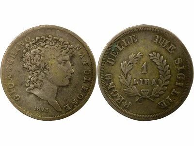 Naples Kingdom of Naples, Joaquim Murat - Silver Lira - 1813 Naples