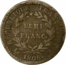 Napoleon I - 1/2 Silver Franc, Laureate Head, Republic - 1808 A Paris