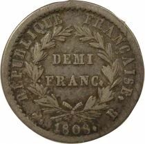 Napoleon I - 1/2 Silver Franc, Laureate Head, Republic - 1808 B Rouen