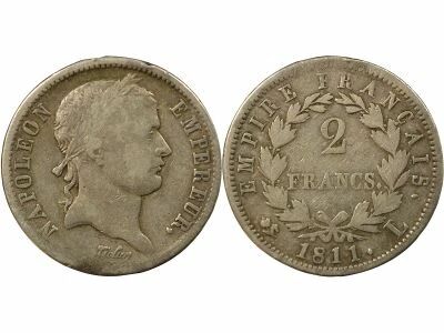 Napoleon I - 2 Silver Francs, Empire - 1811 L Bayonne
