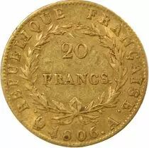 Napoleon I - 20 Gold Francs, Bare Head, Greg. Cal. - 1806 A Paris