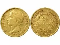 Napoleon I - 20 Gold Francs, Bare Head, Gregorian Cal. - 1807 A Paris