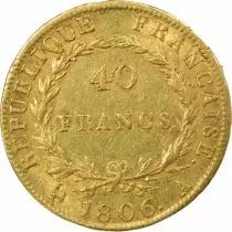 Napoleon I - 40 Gold Francs, Bare Head - 1806 A Paris