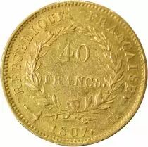 Napoleon I - 40 Gold Francs, Bare Head - 1807 M Toulouse
