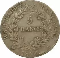 Napoleon I - 5 Silver Francs, Bare Head, Gregorian Cal. - 1806 A Paris