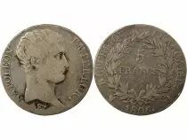 Napoleon I - 5 Silver Francs, Bare Head Gregorian Cal. - 1806 Q Perpignan