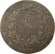 Napoleon I - 5 Silver Francs, Bare Head Gregorian Cal. - 1806 Q Perpignan