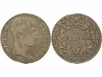 Napoleon I - 5 Silver Francs, Bare Head Gregorian Cal. - 1807 B Rouen