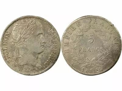 Napoleon I - 5 Silver Francs, Empire - 1809 W Lille