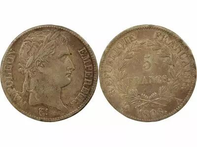 Napoleon I - 5 Silver Francs, Laureate Head, Republic - 1808 A Paris