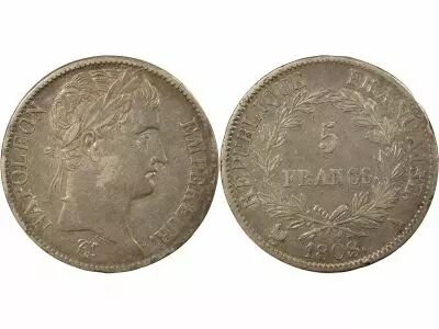 Napoleon I - 5 Silver Francs, Laureate Head, Republic - 1808 A Paris