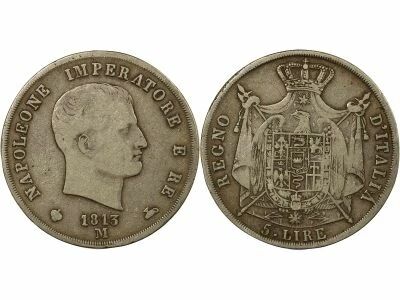 Napoleon I - 5 Silver Lire - 1813 M Milan