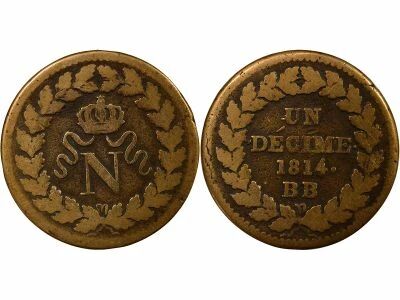 Napoleon I - Decime, Siege of Strasbourg - 1814 BB with points