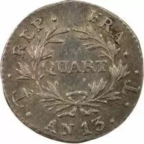 Napoleon I - Silver Quater Franc, Rev. Calendar - Year 13 T Nantes