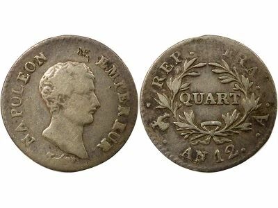 Napoleon I - Silver Quater Franc, Revolutionary Cal. - Year 12 A Paris
