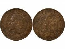 Napoleon III - 10 Cents, Bare Head - 1854 B Rouen