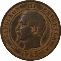 Napoleon III - 10 Cents, Bare Head - 1855 B Rouen