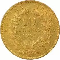 Napol&eacute;on III - 10 Gold Francs, Laureate Head, Large 10 -  1862 BB Strasbourg