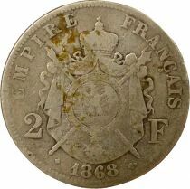 Napoleon III - 2 Silver Francs, Laureate Head - 1868 BB Strasbourg