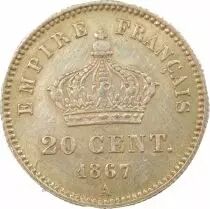 Napoleon III - 20 Silver Centimes , Big Diameter - 1867 A Paris