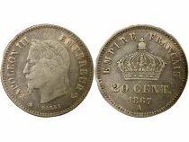 Napoleon III - 20 Silver Centimes , Big Diameter - 1867 A Paris