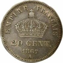 Napoleon III - 20 Silver Centimes , Big Diameter - 1867 A Paris