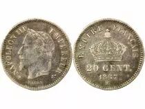 Napoleon III - 20 Silver Centimes , Big Diameter - 1867 BB Strasbourg