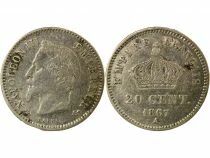 Napoleon III - 20 Silver Centimes, Big Diameter - 1867 A Paris