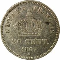 Napoleon III - 20 Silver Centimes, Big Diameter - 1867 A Paris