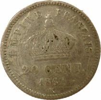 Napoleon III - 20 Silver Centimes, Big Diameter - 1867 K Bordeaux
