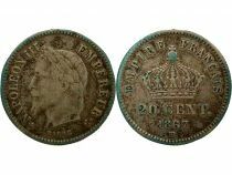 Napoleon III - 20 Silver Centimes, Laureate Head - 1867 BB Strasbourg