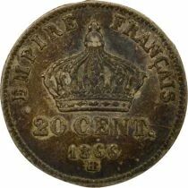 Napoleon III - 20 Silver Centimes, Small Diameter - 1866 BB Strasbourg