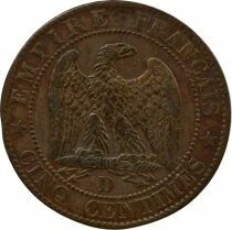 Napoleon III - 5 Centimes, Bare Head - 1854 D Lyon