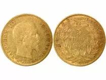 Napoleon III - 5 Gold Francs, Bare Head, Big Diameter - 1857 A Paris