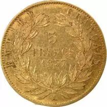 Napoleon III - 5 Gold Francs, Bare Head, Big Diameter - 1857 A Paris