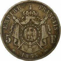 Napoleon III - 5 Silver Francs, Bare Head - 1855 A Paris