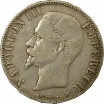 Napoleon III - 5 Silver Francs, Bare Head - 1856 BB Strasbourg