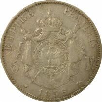 Napoleon III - 5 Silver Francs, Bare Head - 1856 BB Strasbourg