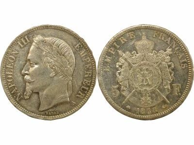 Napoleon III - 5 Silver Francs, Laureate Head - 1868 A Paris