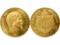 Napoleon III - 50 Gold Francs, Bare Head - 1856 A Paris