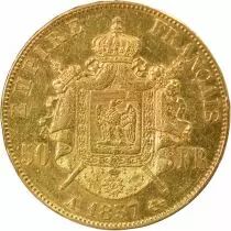 Napoleon III - 50 Gold Francs, Bare Head - 1857 A Paris