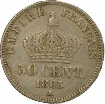 Napoleon III - 50 Silver Centimes, Laureate Head - 1865 A Paris