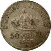 Napoleon III - 50 Silver Centimes, Laureate Head - 1865 BB Strasbourg